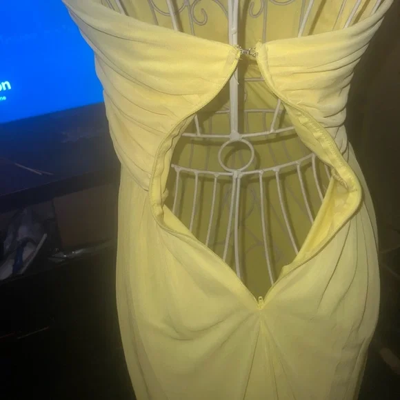 City Triangles Strapless Yellow Dress with Embellishments - Picture 3 of 5